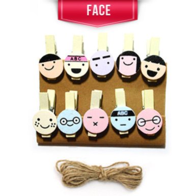 CUTE WOODEN CLIPS face