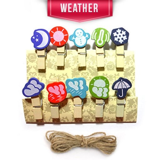CUTE WOODEN CLIPS weather